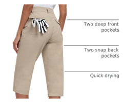 MoFiz capri pants elastic waistband provides flexible fit.