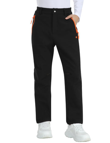 MoFiz Kids fleece-lined hiking pants back view highlights durable fabric and adjustable fit