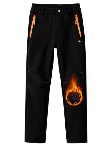 MoFiz Kids fleece-lined hiking pants front view showing warm inner lining for winter outdoor play