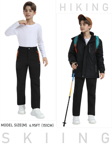 MoFiz Kids pants in snowy setting ready for skiing and winter hiking
