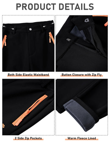MoFiz Kids fleece-lined pants close-up pocket detail for secure belongings