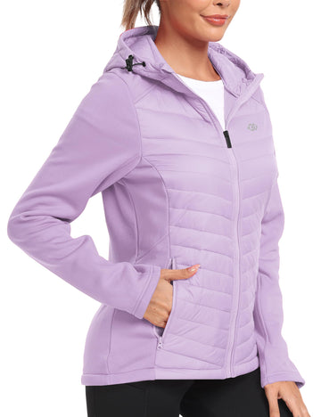 MoFiz women's softshell jacket with hood front view showing windproof warmth for outdoors