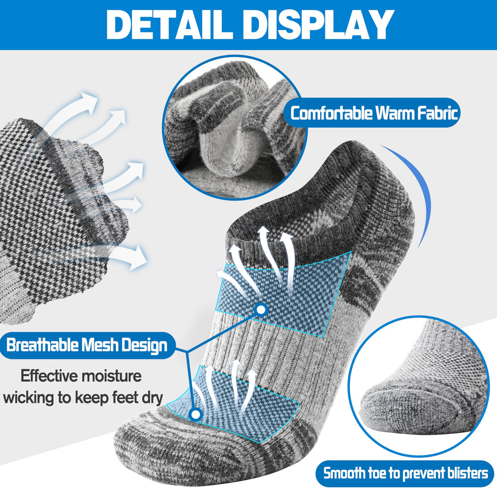 MOGGEI merino no-show socks reinforced-heel: reduces friction and blister risk