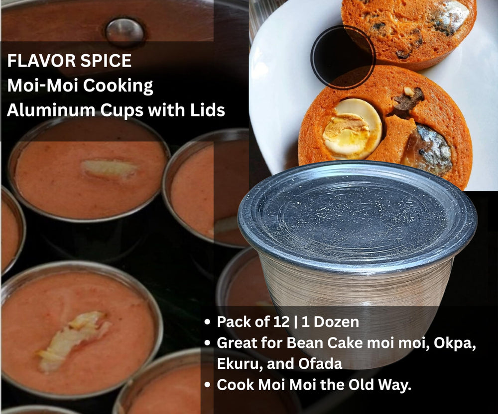 Moi Moi cups with lids for Okpa, Ekuru, and Ofada, sturdy molds and easy portions