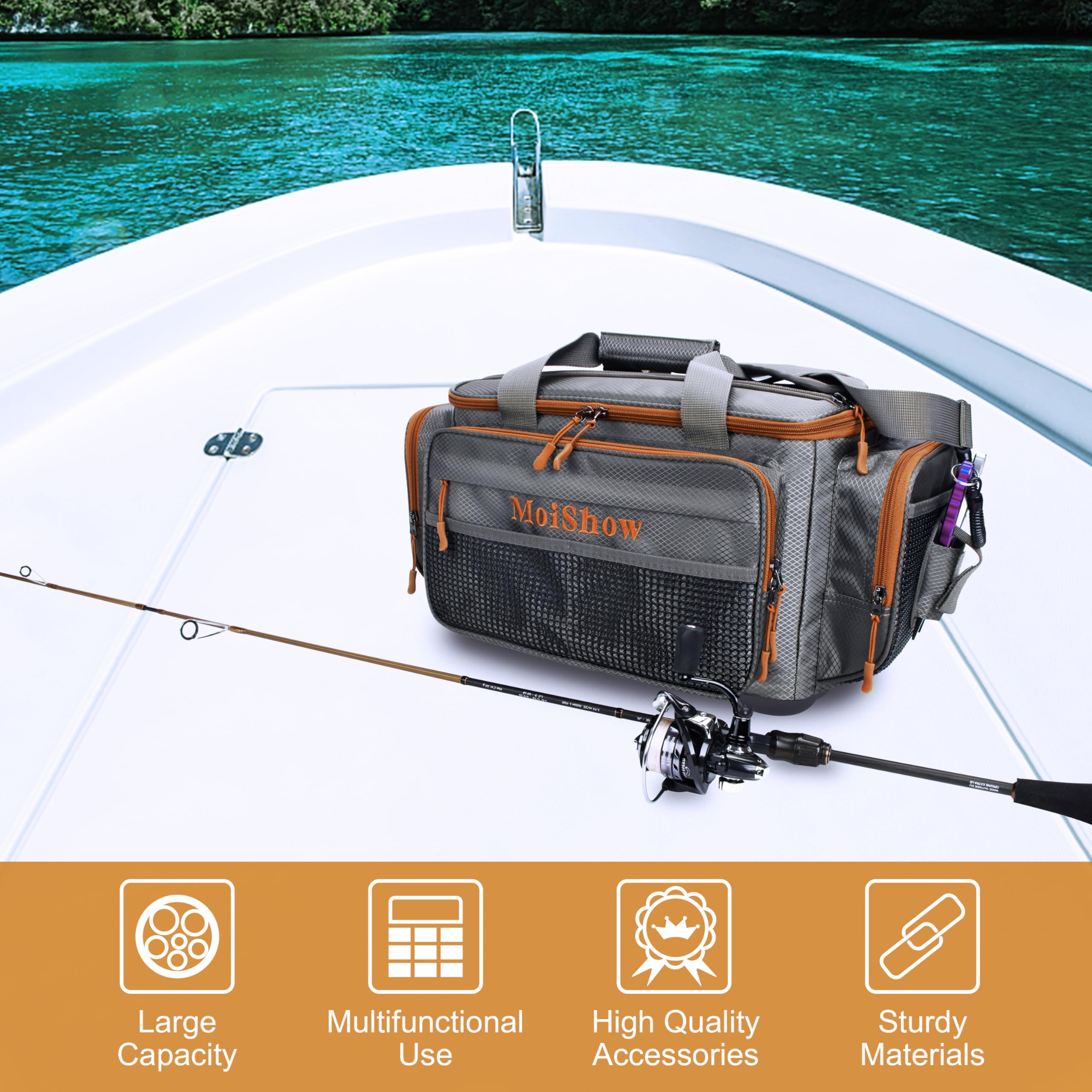 MoiShow grey bottom demonstrates waterproof, anti-slip stability on wet decks.