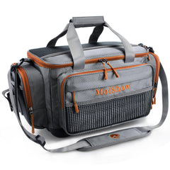 MoiShow grey front view shows spacious compartments for 3700 and 3600 tackle boxes.
