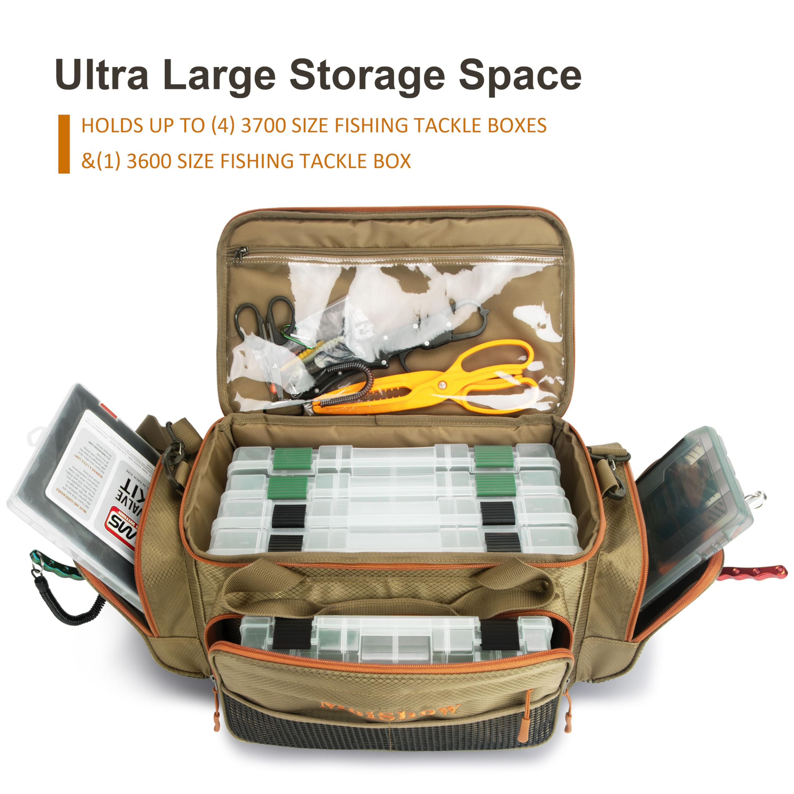 MoiShow multi-use bag suits fishing, camping, hunting, and outdoor trips.