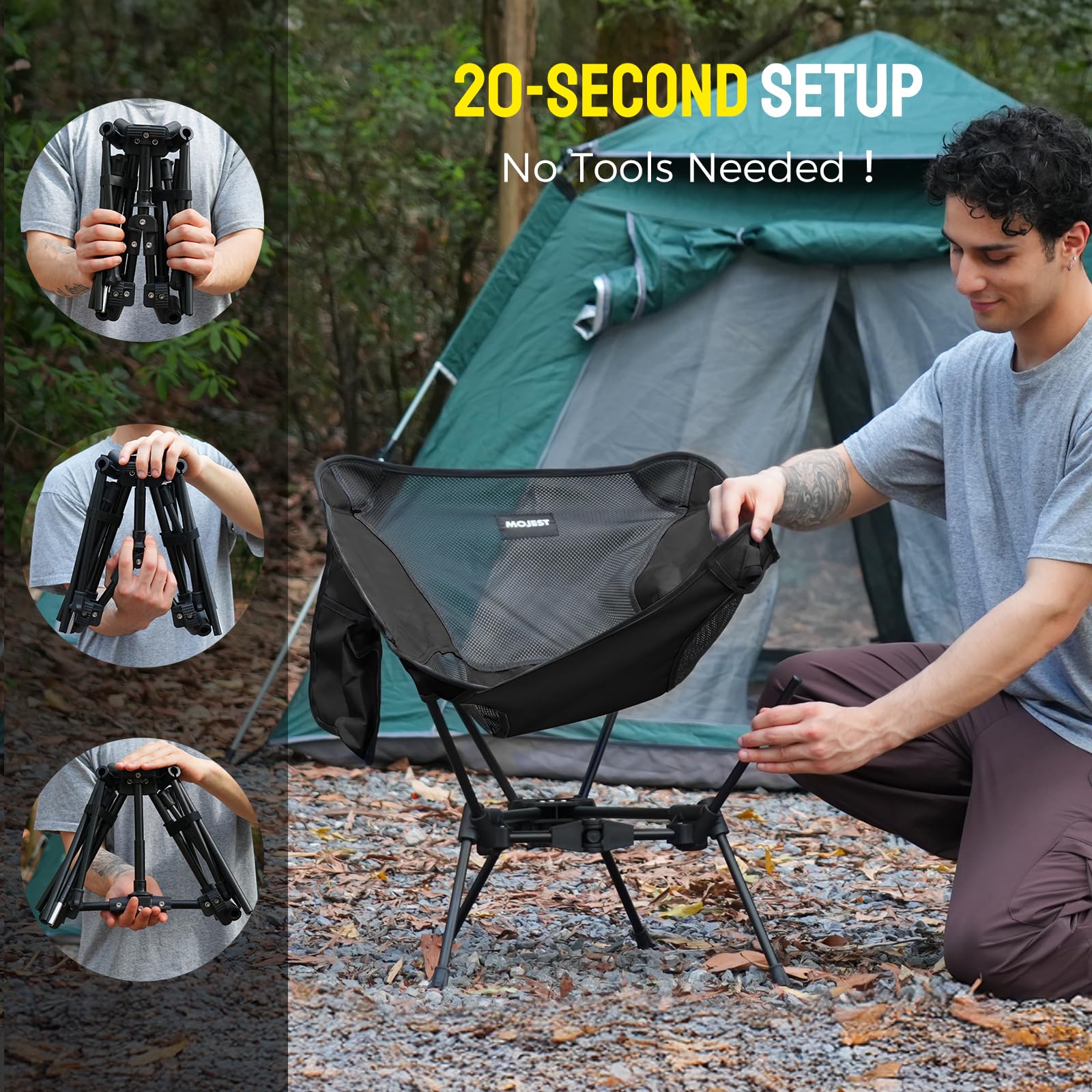 Mojest portable camping chair 7075 aluminum legs deliver lightweight stability