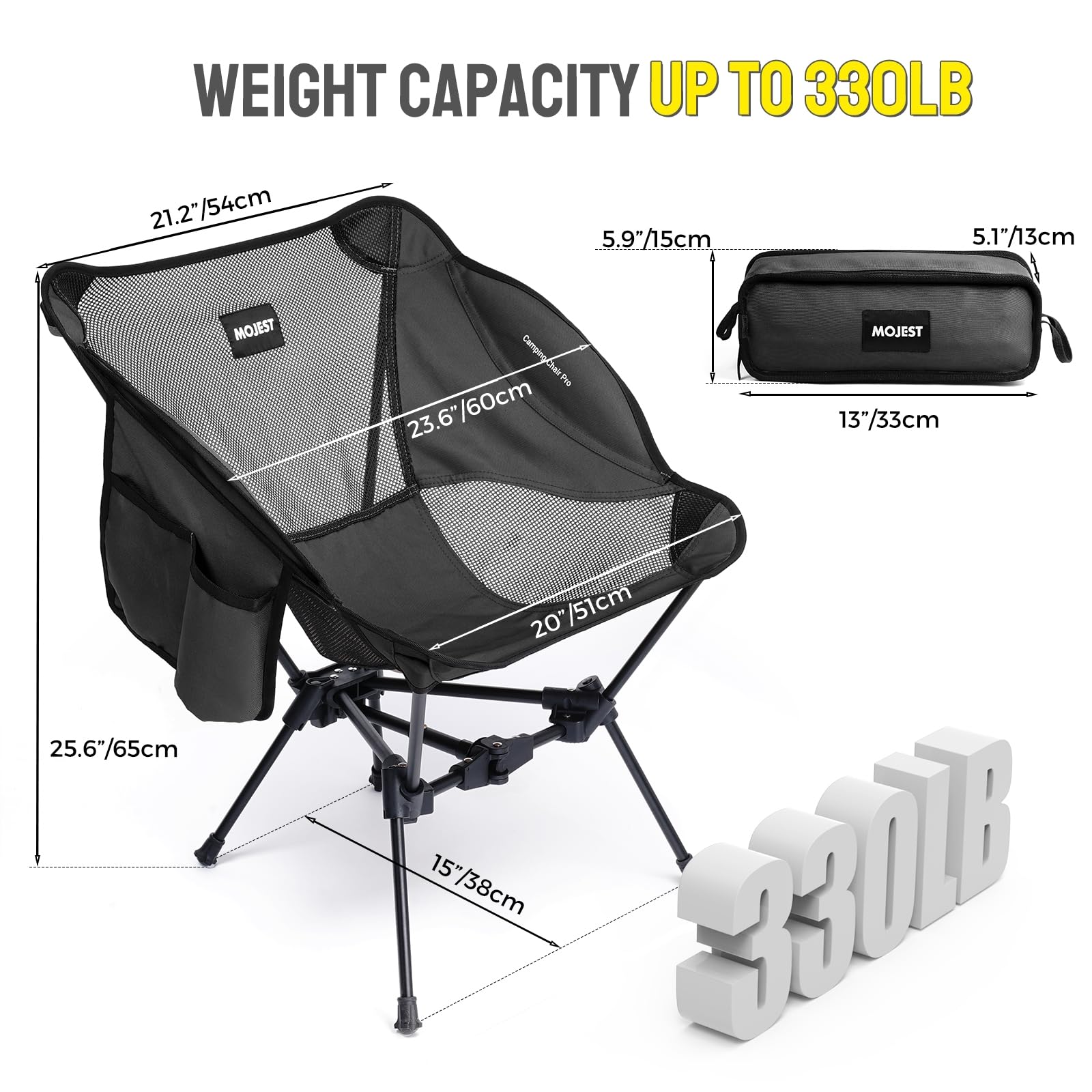 Mojest portable camping chair detachable seat simplifies packing after outdoors