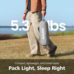 Mojest Ultralight Camping Cot integrated pillow pocket adds extra comfort.