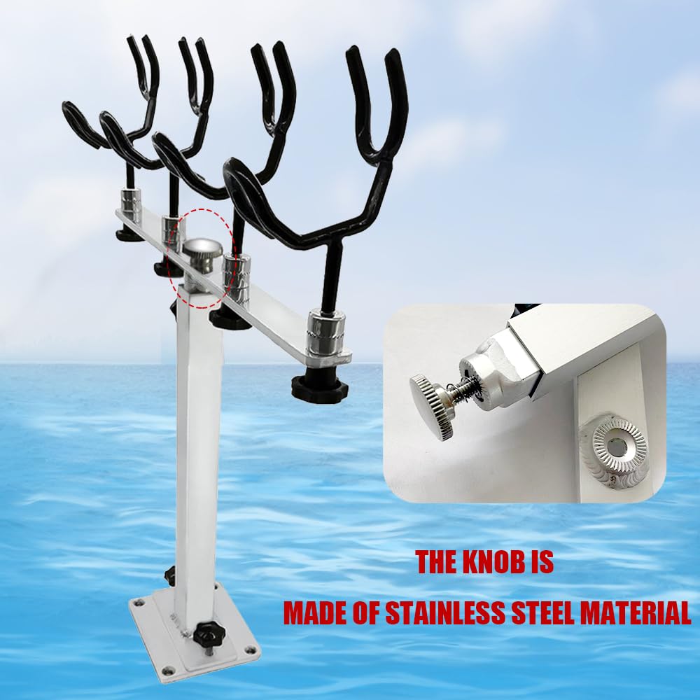 Mojiate adjustable-height rod holder demonstrates 16.26 to 26.92 inches range.