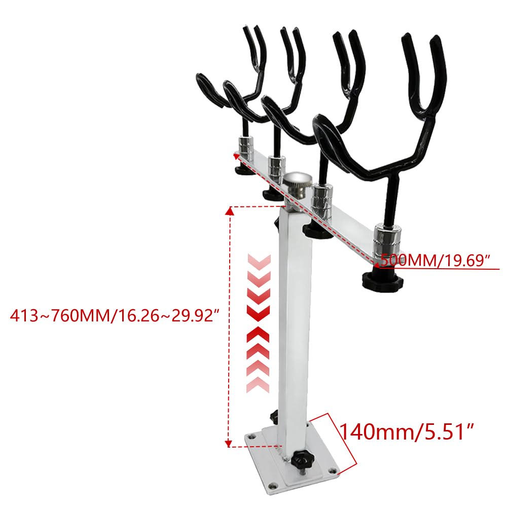 Mojiate aluminum rod bracket shows four-rod capacity on a deck.