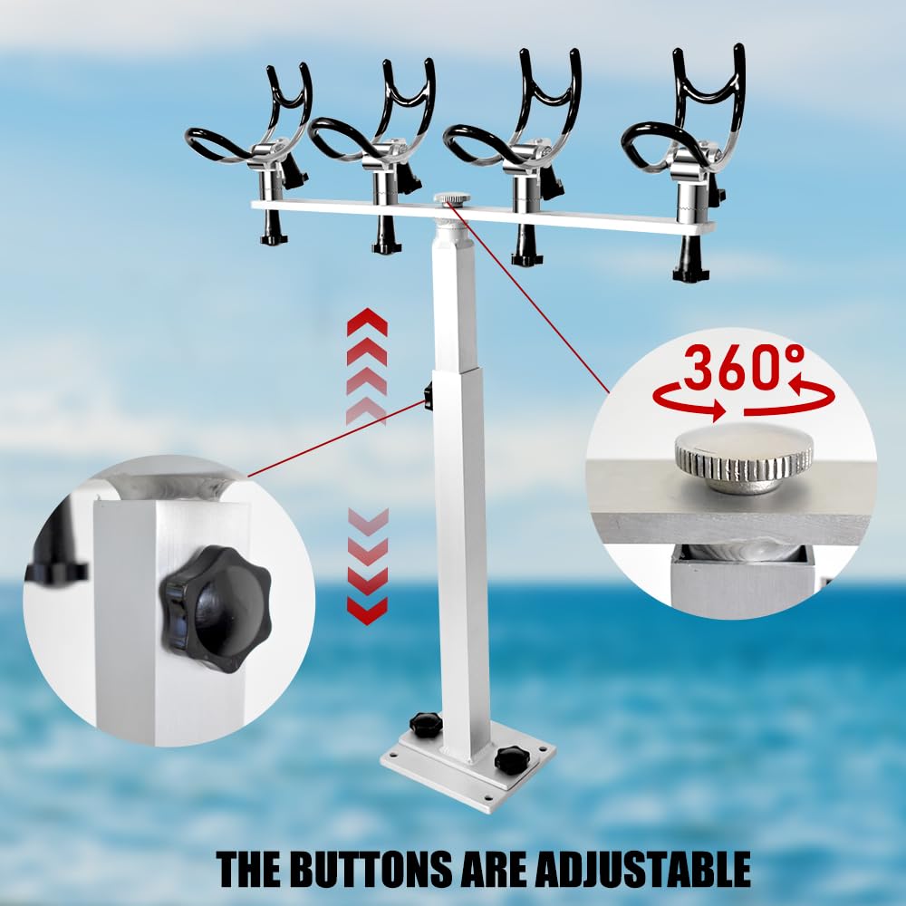 Mojiate boat-mount rod holder on deck demonstrates quick installation and stable setup.