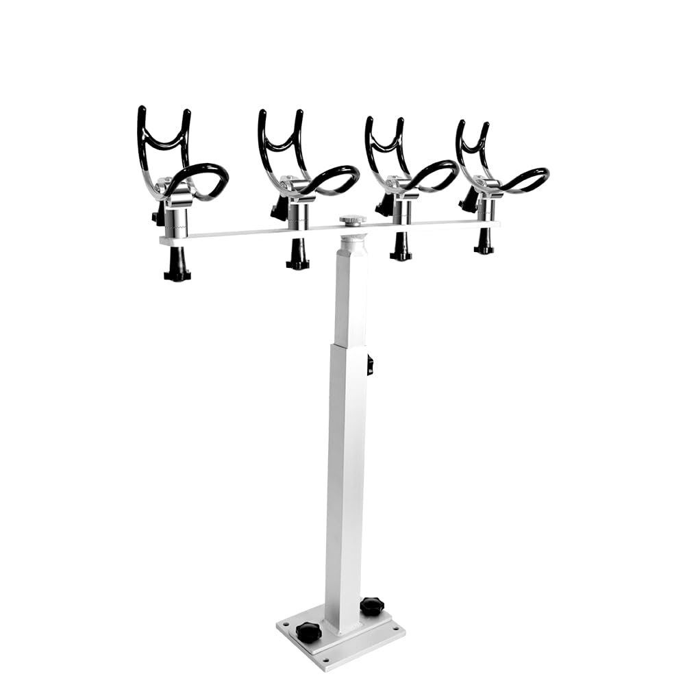 Mojiate boat rod holder mounted with mounting plate on deck for secure positioning.