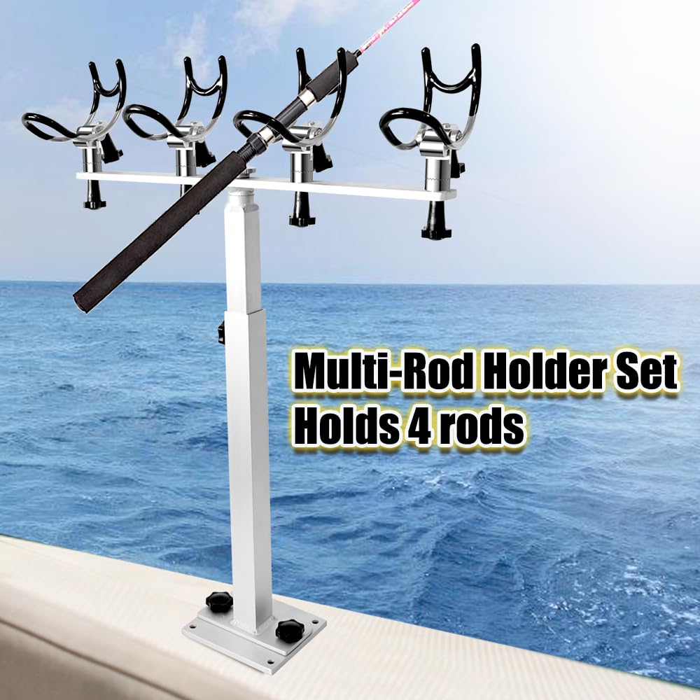 Mojiate durable aluminum rod holder with rubber-coated claw protects rods during use.