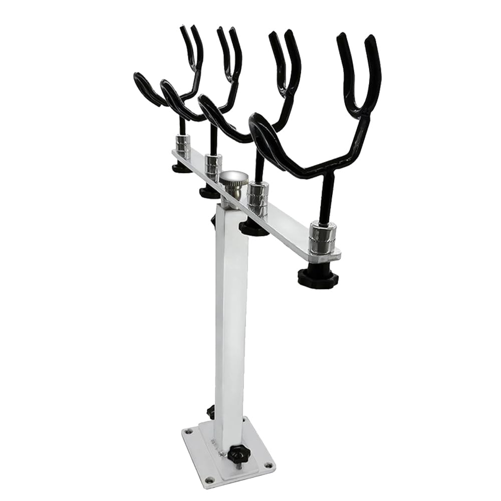 Mojiate PVC-coated rod holder mounted on a boat in rugged conditions for corrosion resistance.
