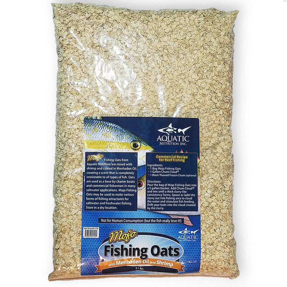 Mojo Fishing Oats 9.1 lb tan bag label art