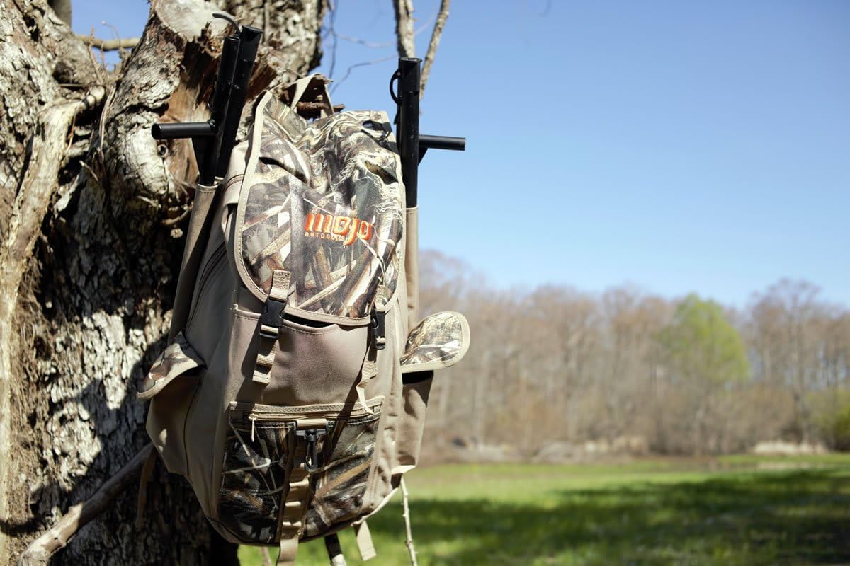 MOJO Outdoors Mojo Pack backpack-style design frees hands for setup.