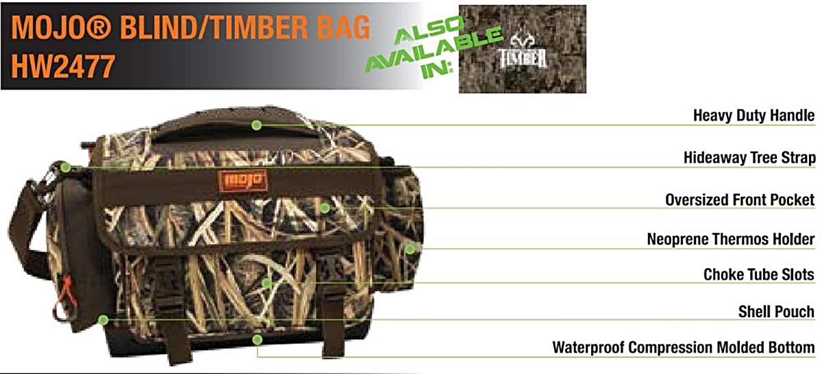 MOJO Outdoors Mossy Oak Blades camo interior with orange lining for visibility