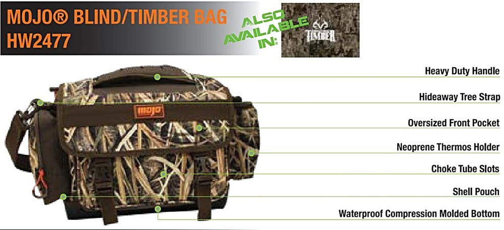MOJO Outdoors Mossy Oak Blades camo interior with orange lining for visibility