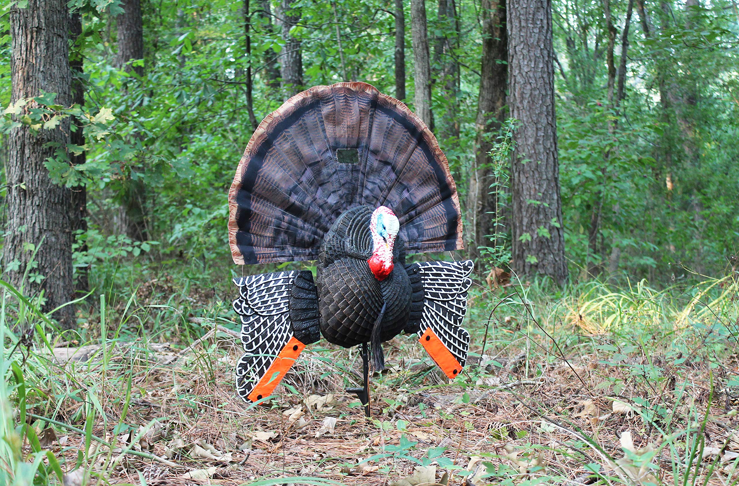 Durable ground stake anchors the decoy in breezy mornings.