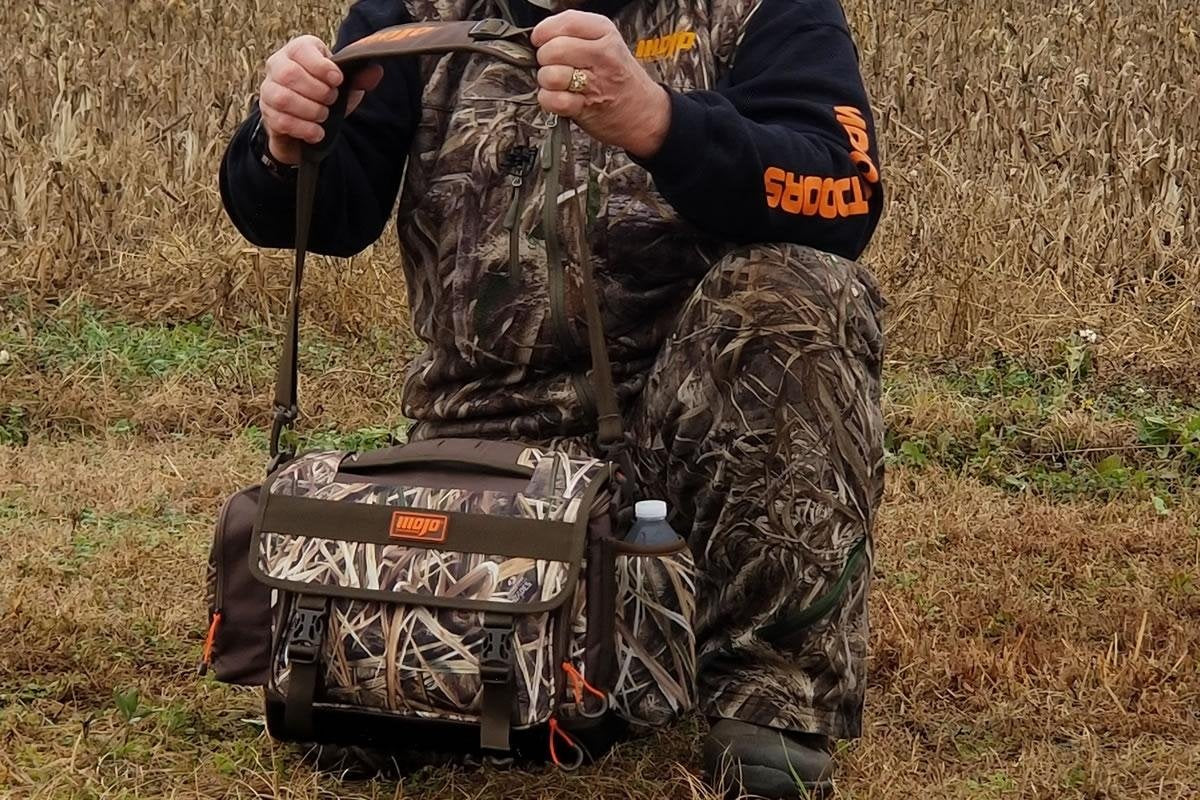 MOJO Outdoors hideaway tree strap feature for timber or blind use