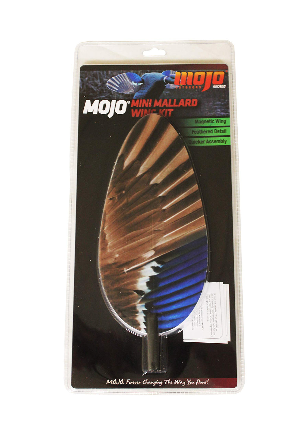MOJO Outdoors Magnetic wings close view emphasizing secure attachment and quick swap.