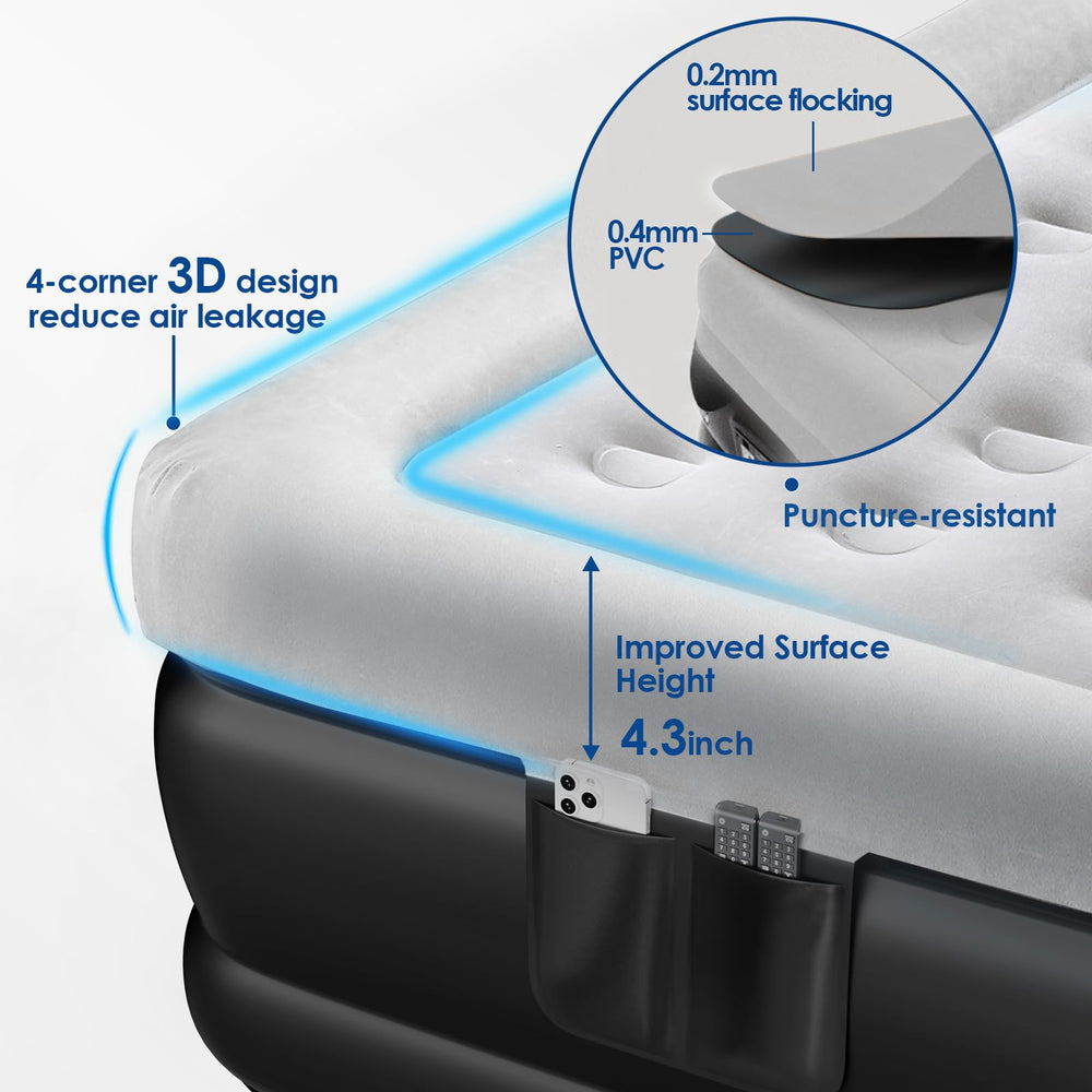 MoKo puncture-resistant PVC mattress with anti-slip bottom helps prevent slips during use.