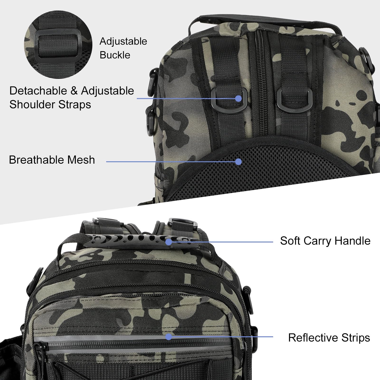 Adjustable shoulder straps converting to shoulder bag or chest bag