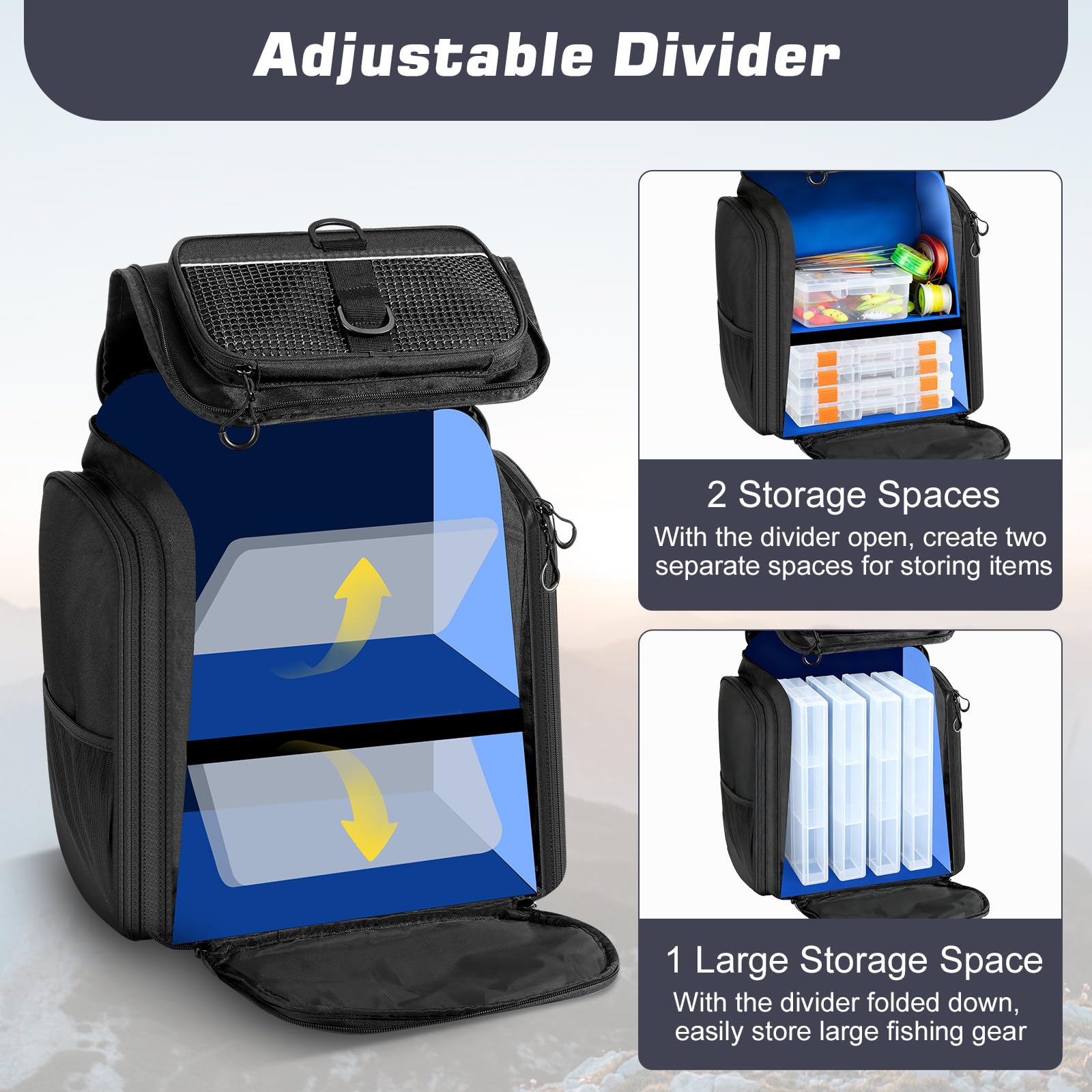 Adjustable divider in main compartment
