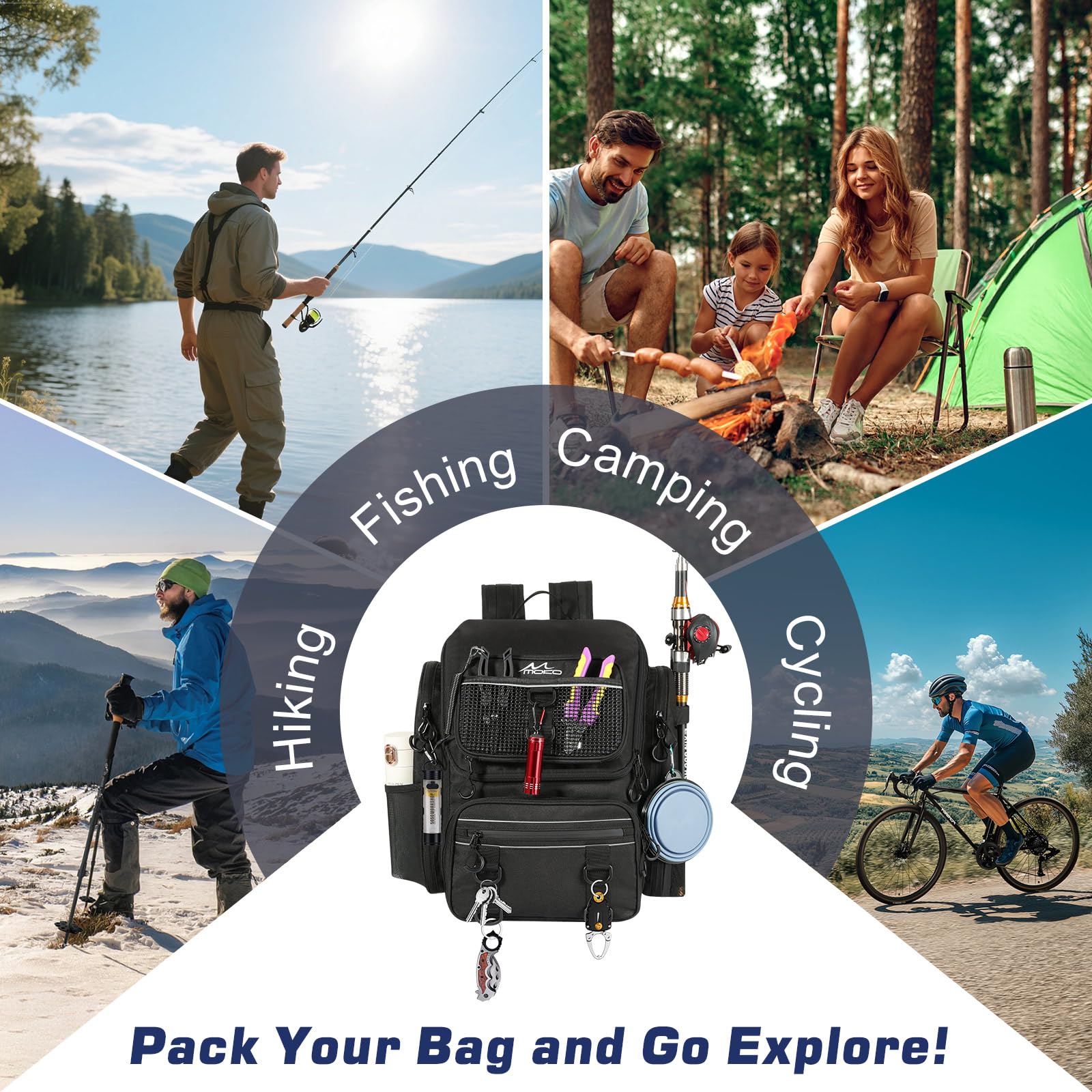 MoKo fishing backpack with gift packaging