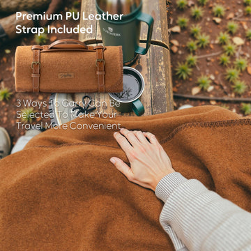 Molithe wool blanket outdoor camping use demonstrates versatile warmth.