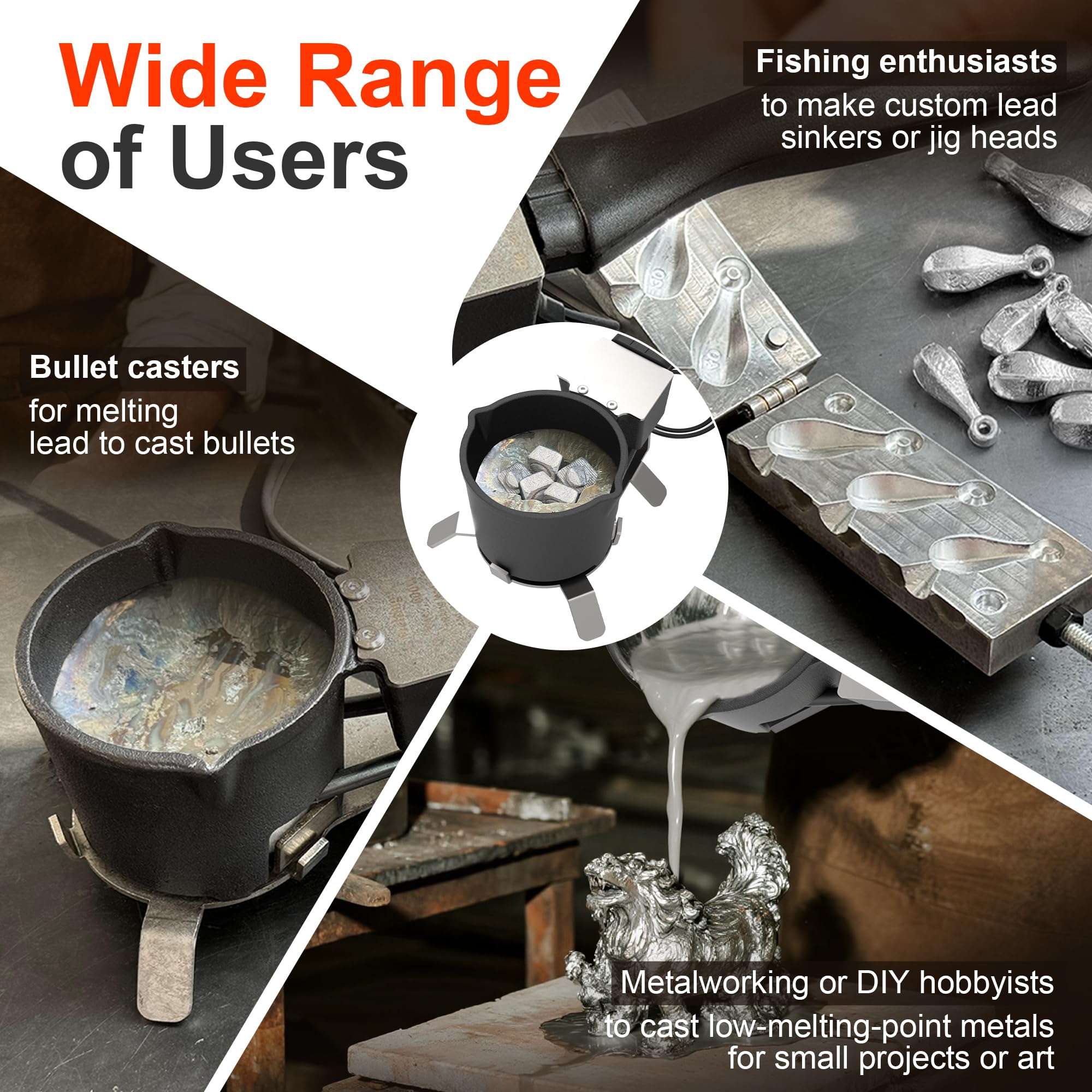 Molten Masters lead melting pot easy-pour spout demonstrates clean, controlled pours for precise molds