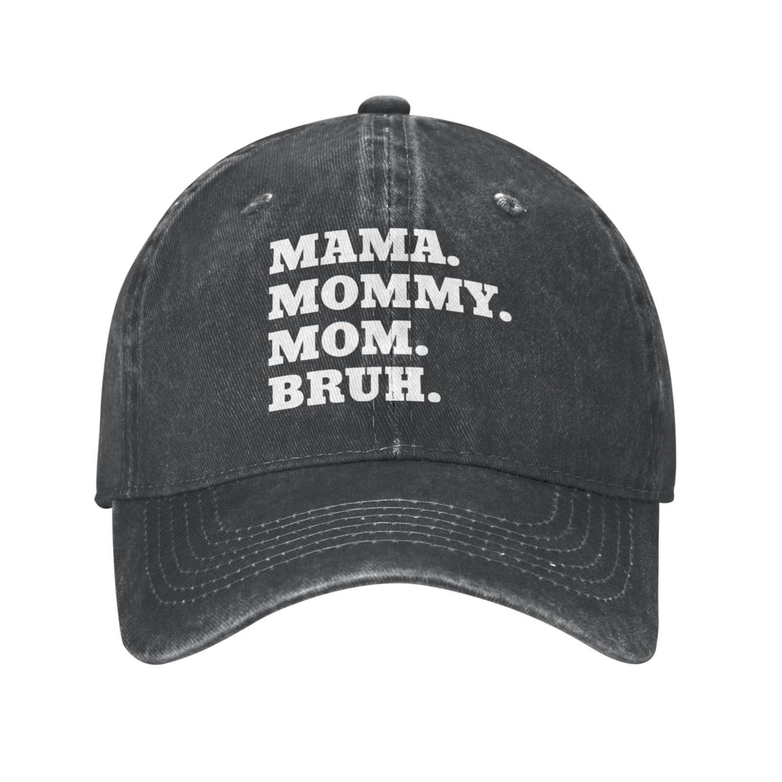 Front view of Mama Mom Bruh Mother Baseball Cap in black