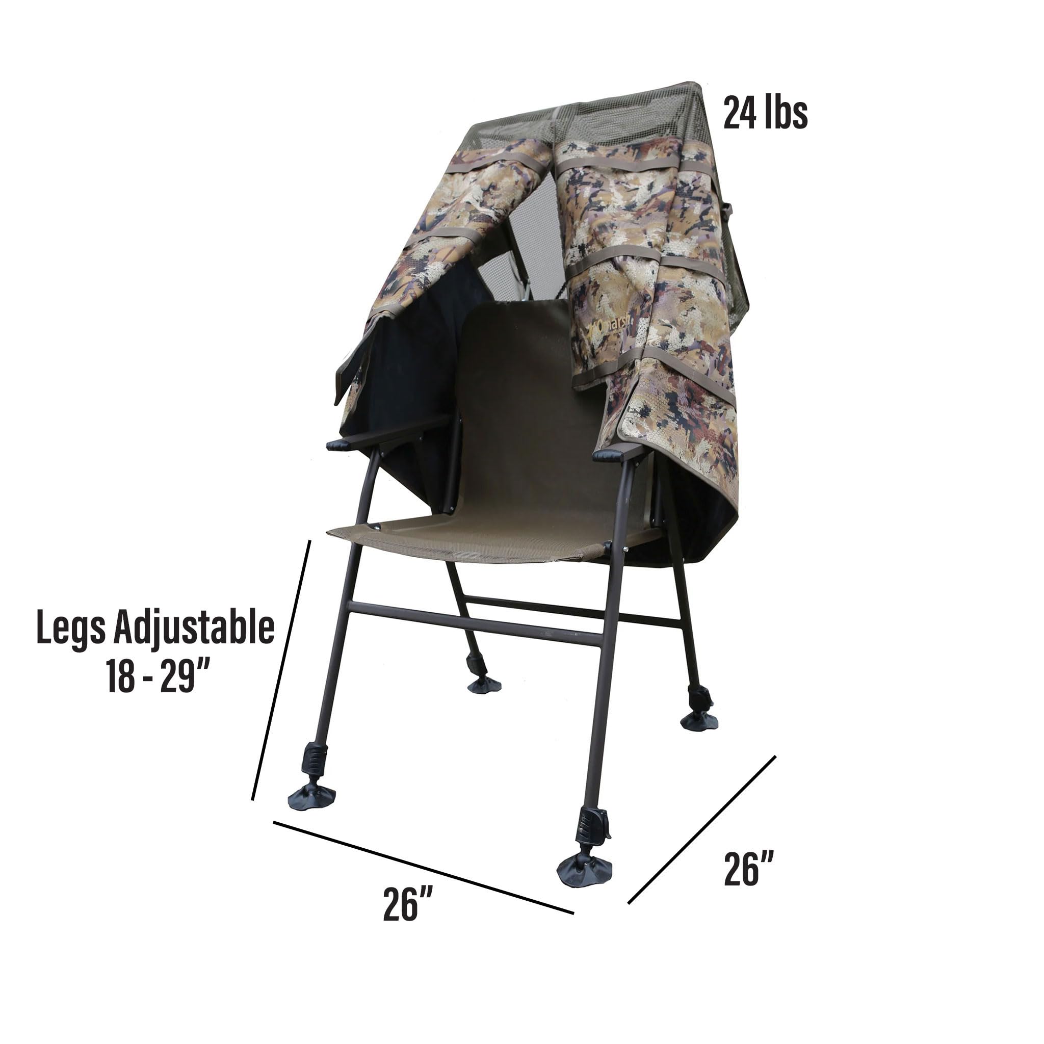 Momarsh Invisi Chair Blind System spring canopy enables quick shelter and improved target access.