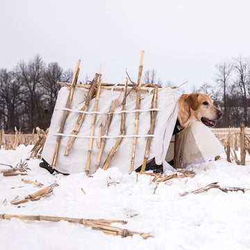 Momarsh InvisiLab snow cover in field house during use for training scenarios.