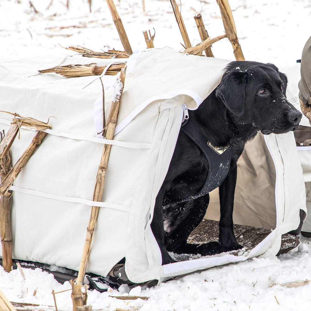 Momarsh InvisiLab snow cover testing water resistance for field conditions.