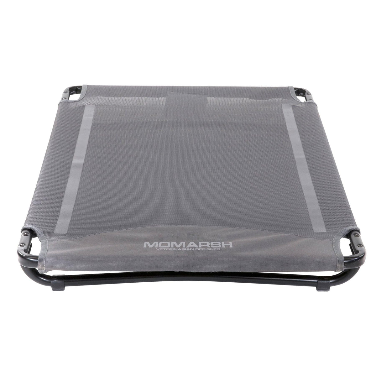 Momarsh low-profile dog cot inside kennel shows compact comfort and crate-ready fit.