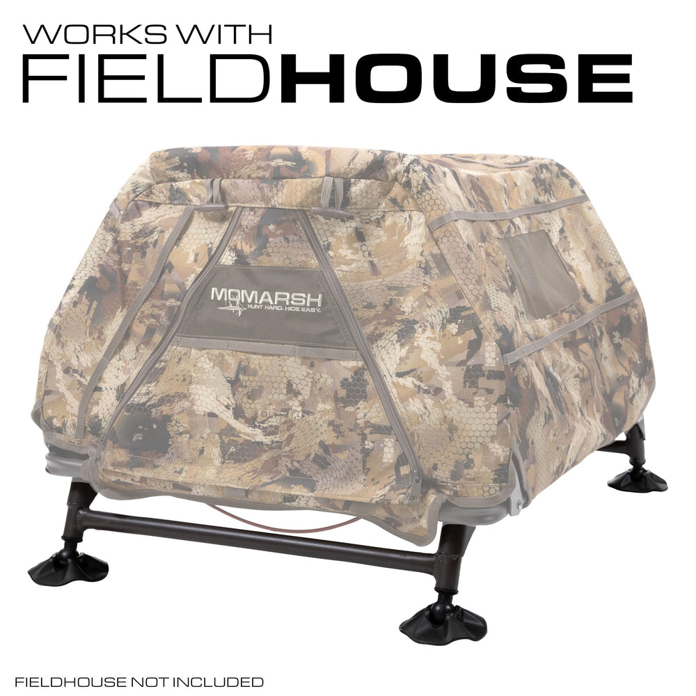 Momarsh Short Leg Kit extended webbing strap securing folded legs during transport.