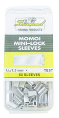 Momoi Diamond Mini-Lock Sleeves—silver, 100–130 lb test, large size, promotes strong line connections