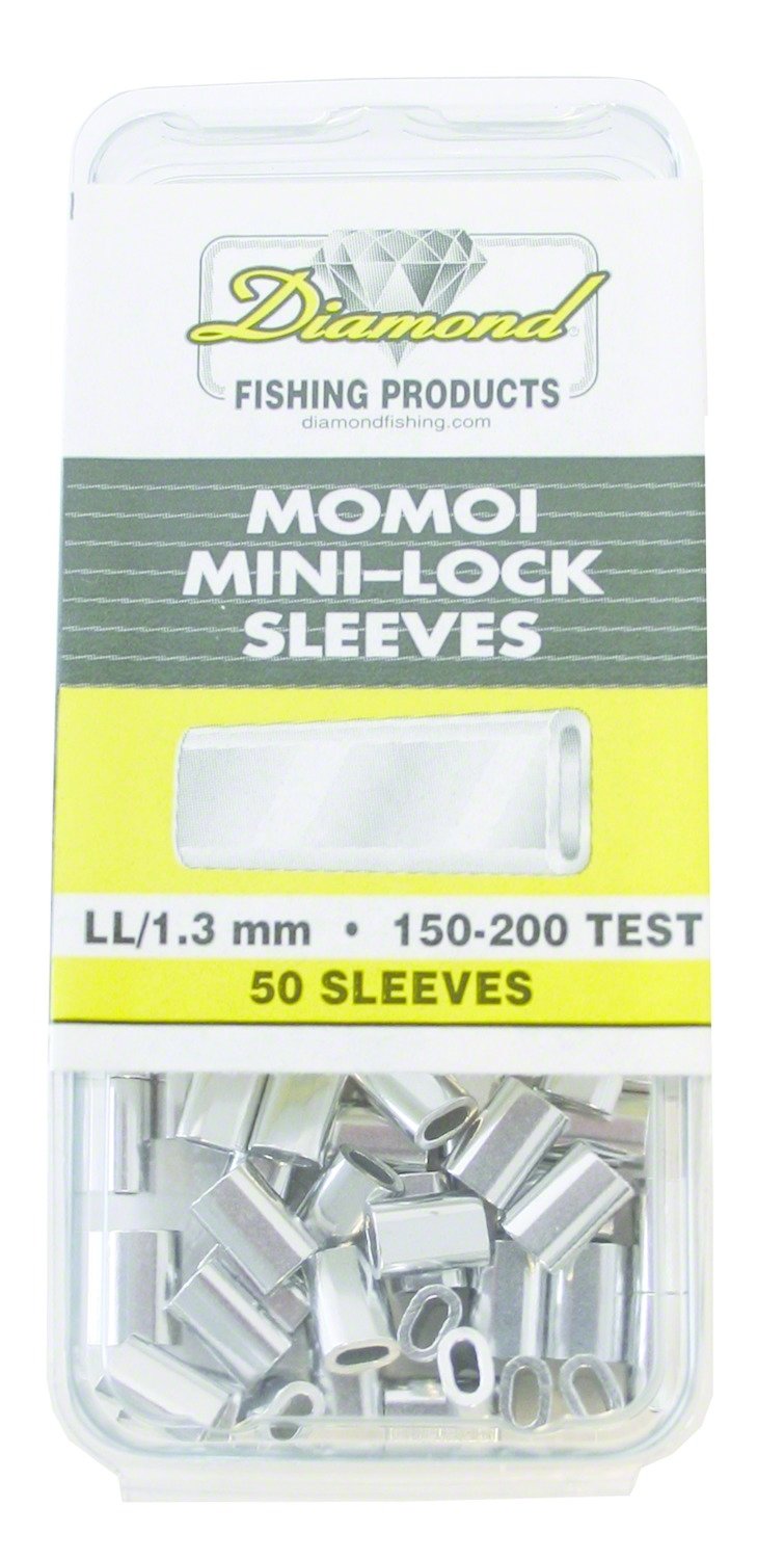 Momoi Diamond Mini Lock Sleeves LL connect 130-150 lb mono for strong, burr-free joints.