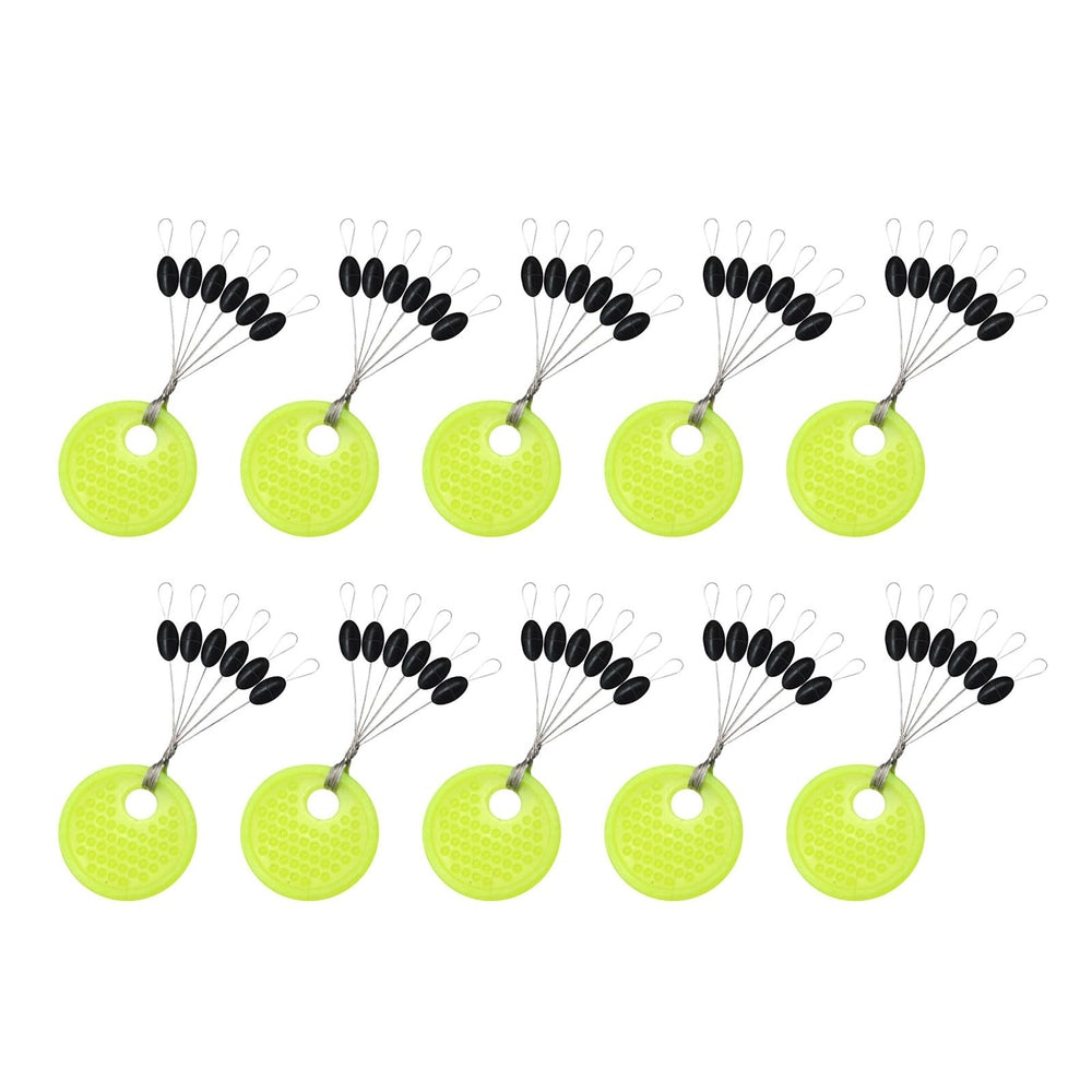 MOMOJIA 10GROP rubber bobbers stoppers assembly shows quick attachment for efficient setup