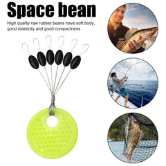 MOMOJIA 10GROP rubber bobbers stoppers attachments illustrate easy slip-on use for anglers