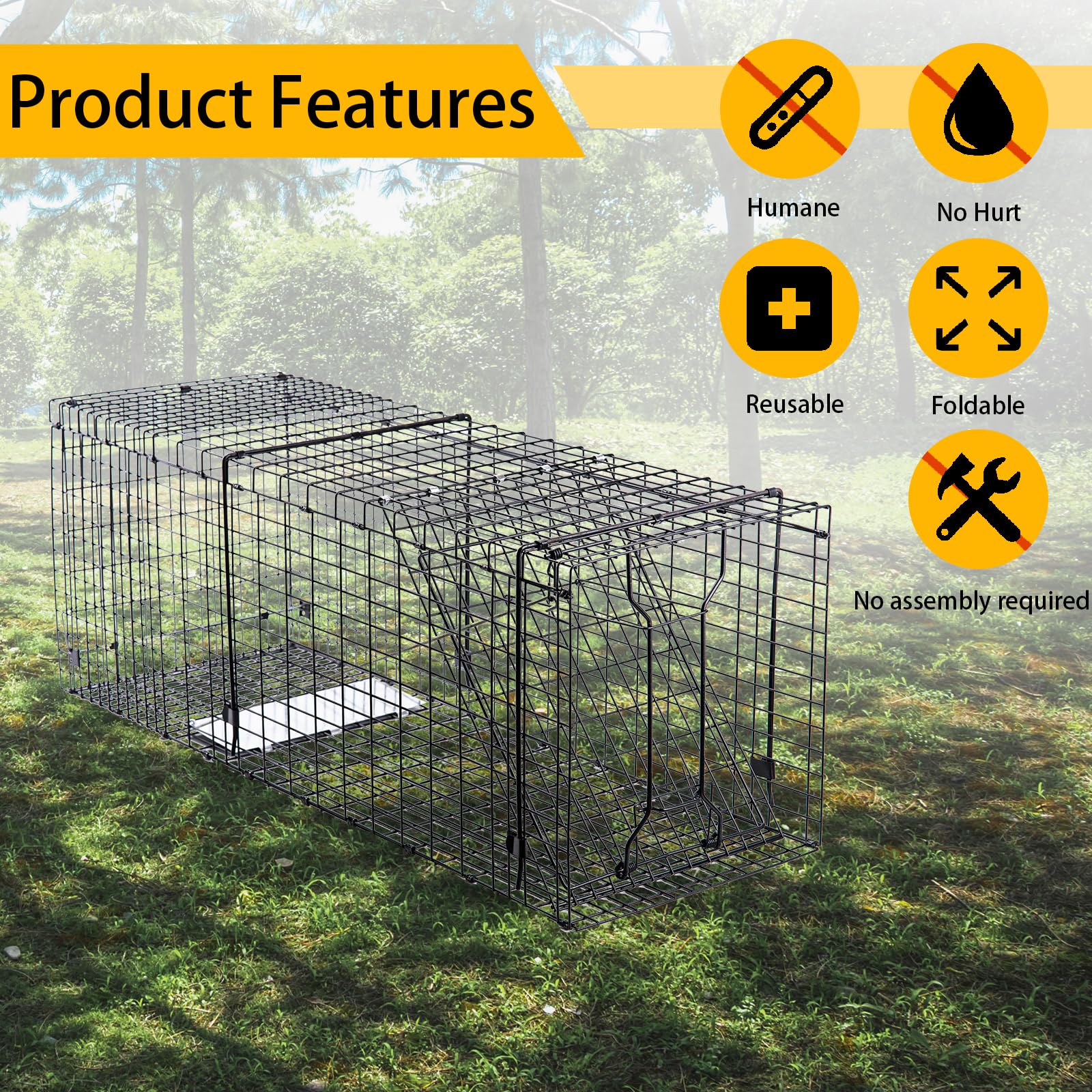 Mondogreet heavy-duty live trap features smooth edges to protect animals.