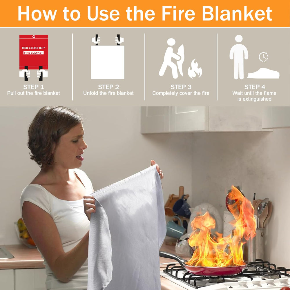 Mondoshop silicone fire blanket in workshop keeps you prepared during projects.