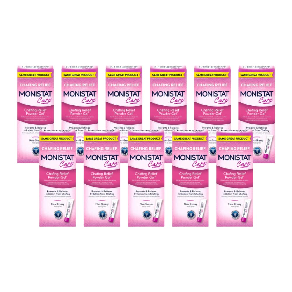 Monistat Care Chafing Relief Powder Gel bottle for daily protection against friction.
