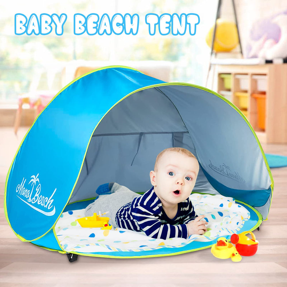 Monobeach baby shade tent dimensions show open size and carry bag