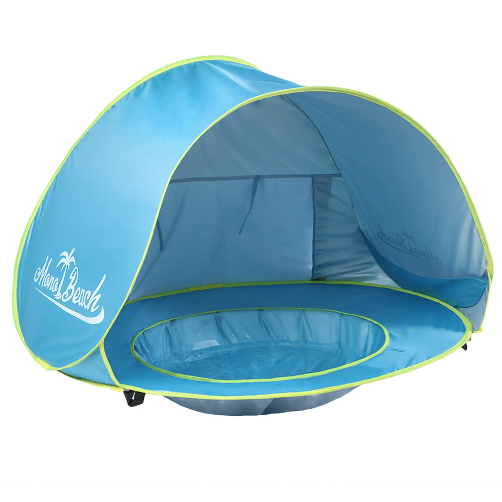 Monobeach baby shade tent open view showing shaded infant play area