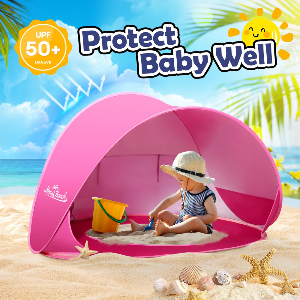 Monobeach baby shade tent pops up quickly for easy setup.