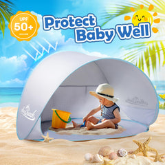 Monobeach baby shade tent UV protection coverage blocks UV rays for sensitive skin safety.